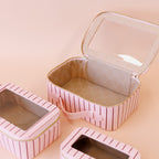 Rosé Pinstripe Cosmetic Nested Trio Set