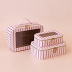 Rosé Pinstripe Cosmetic Nested Trio Set
