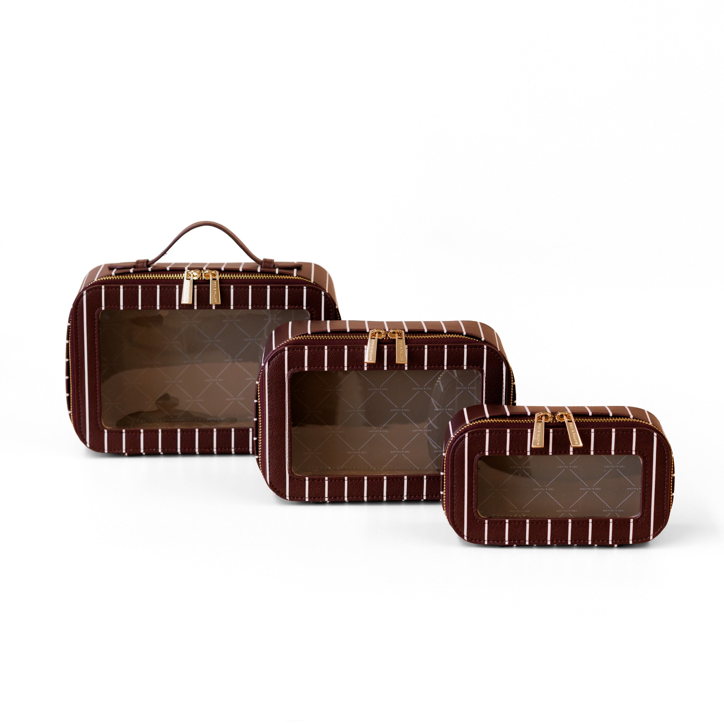 Merlot Pinstripe Cosmetic Nested Trio Set