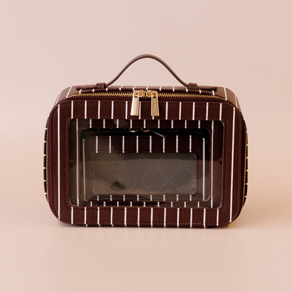 Merlot Pinstripe Cosmetic Nested Trio Set