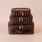 Merlot Pinstripe Cosmetic Nested Trio Set