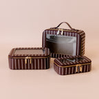 Merlot Pinstripe Cosmetic Nested Trio Set