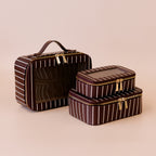 Merlot Pinstripe Cosmetic Nested Trio Set