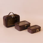 Merlot Pinstripe Cosmetic Nested Trio Set