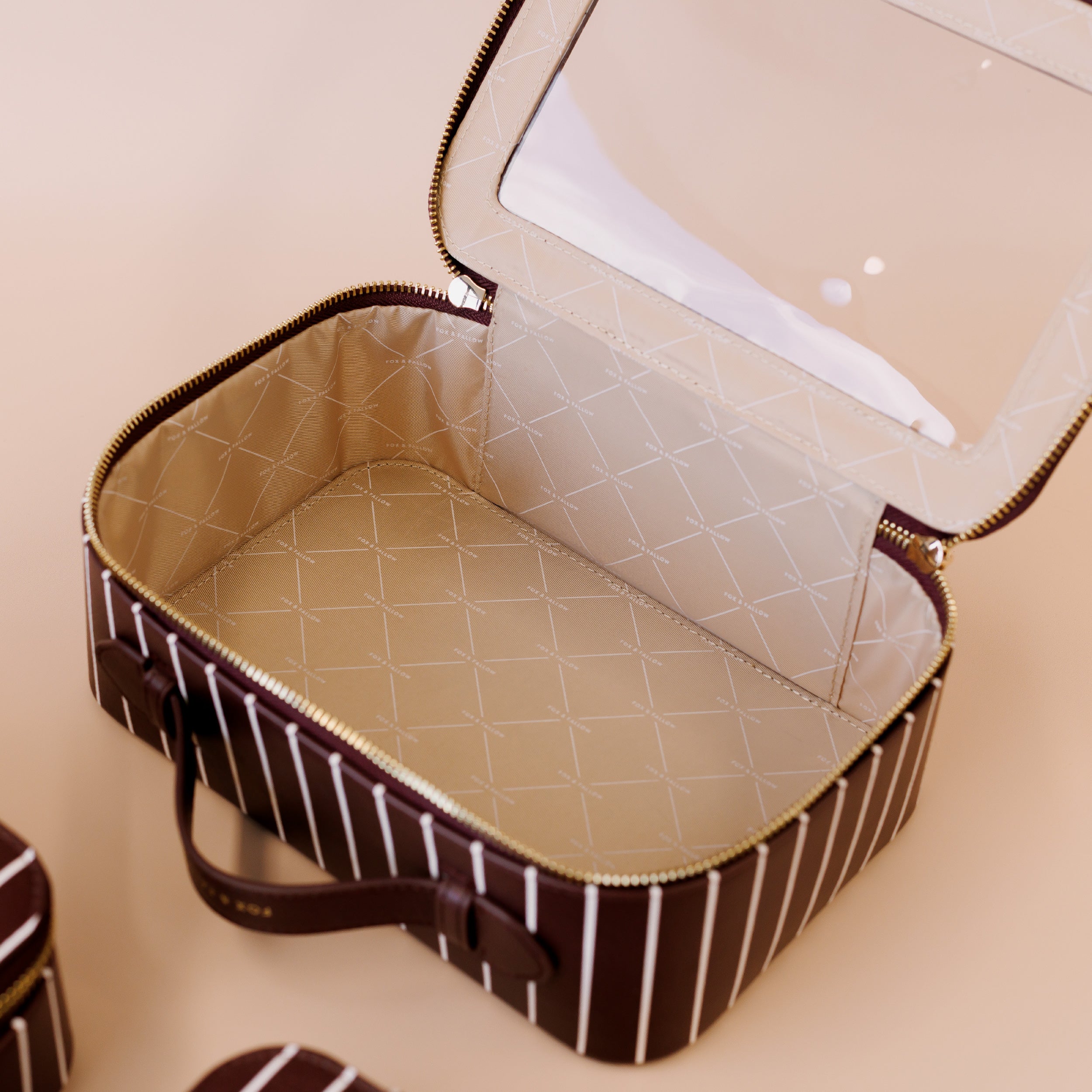 Merlot Pinstripe Cosmetic Nested Trio Set