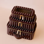 Merlot Pinstripe Cosmetic Nested Trio Set