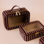 Merlot Pinstripe Cosmetic Nested Trio Set
