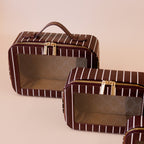 Merlot Pinstripe Cosmetic Nested Trio Set