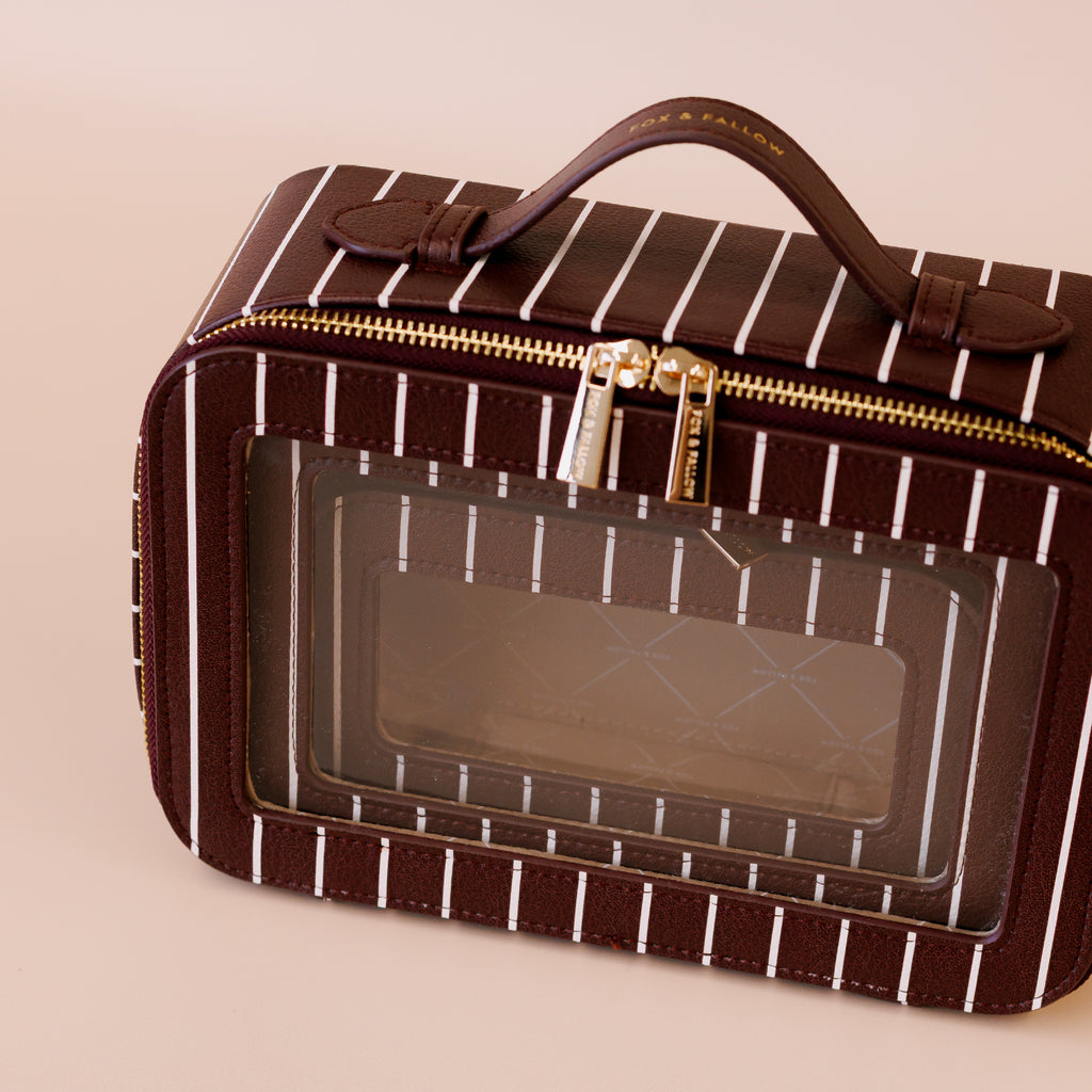 Merlot Pinstripe Cosmetic Nested Trio Set