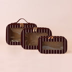 Merlot Pinstripe Cosmetic Nested Trio Set - PRE-ORDER (MAY)