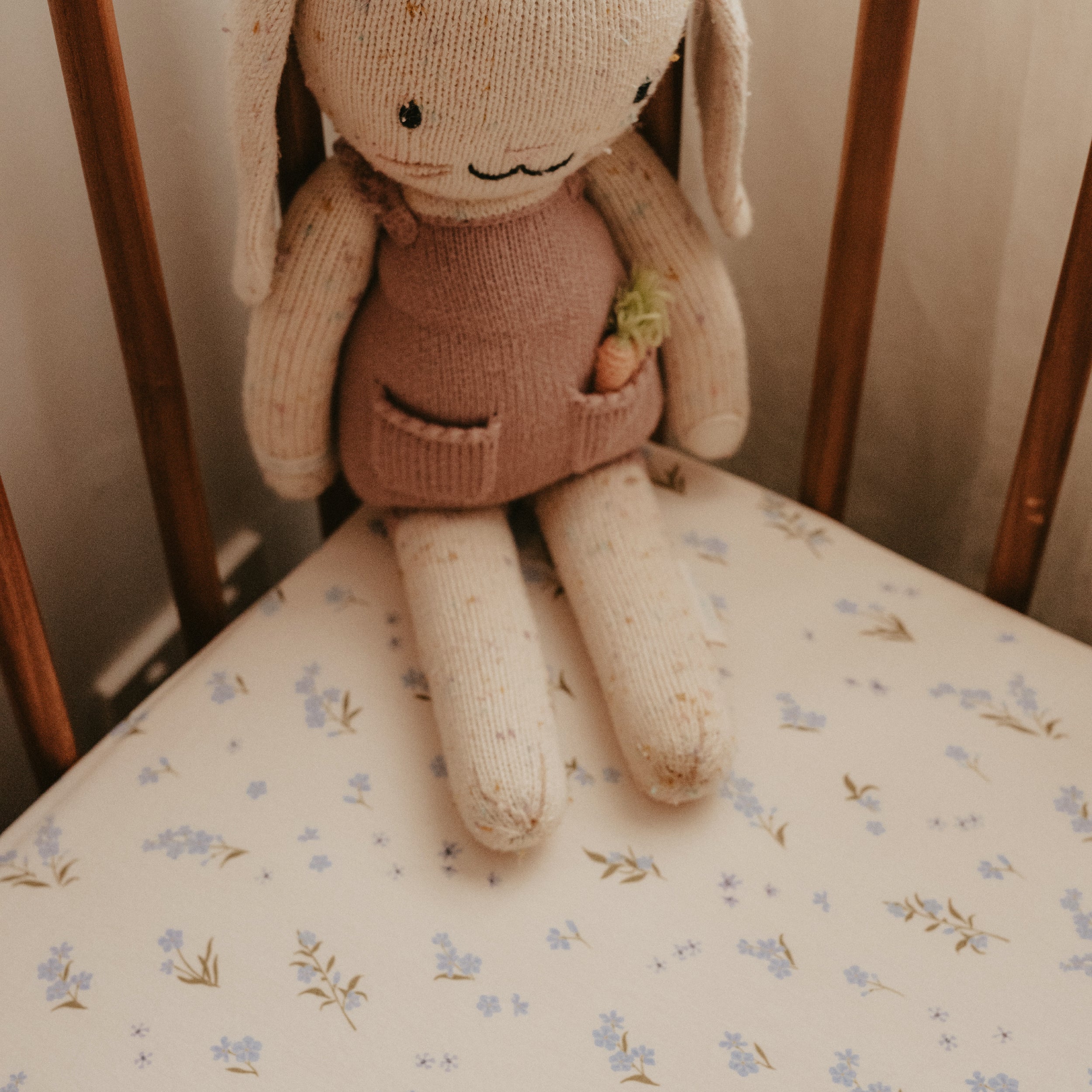Forget-Me-Not Organic Fitted Bassinet Sheet/Change Pad Cover