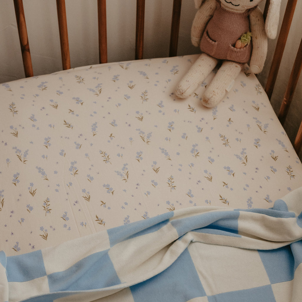Forget-Me-Not Organic Fitted Bassinet Sheet/Change Pad Cover
