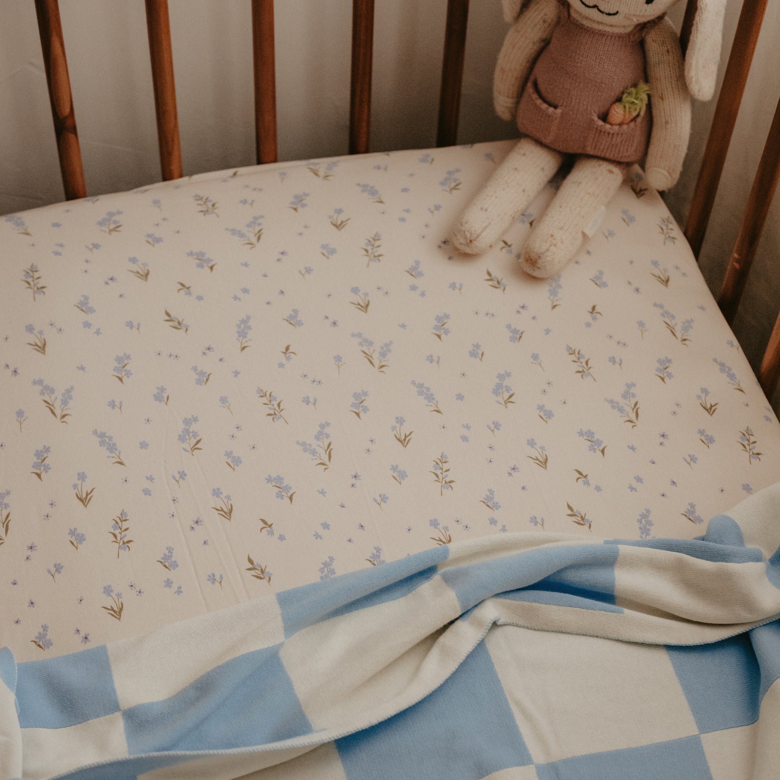 Forget-Me-Not Organic Fitted Bassinet Sheet/Change Pad Cover