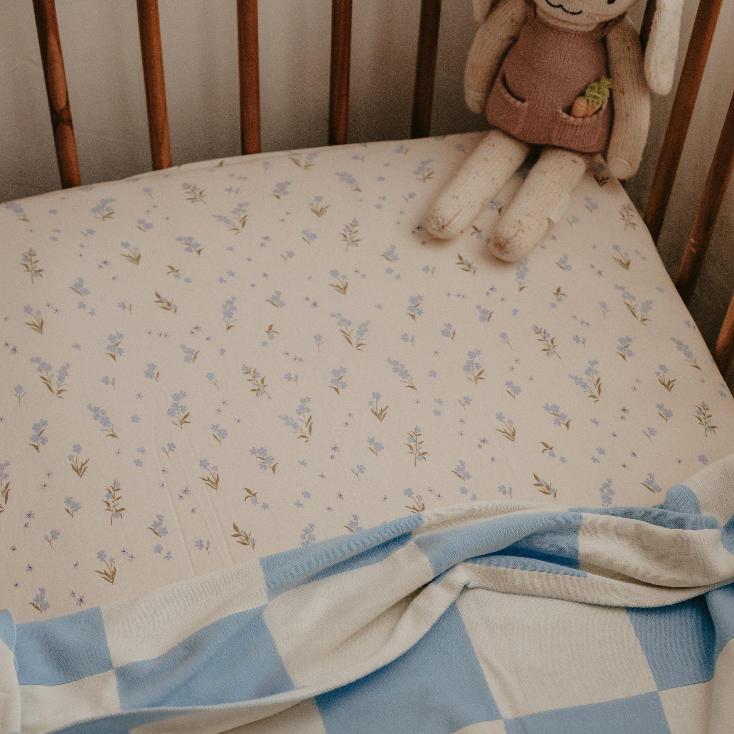 Forget-Me-Not Organic Fitted Cot Sheet - SECONDS