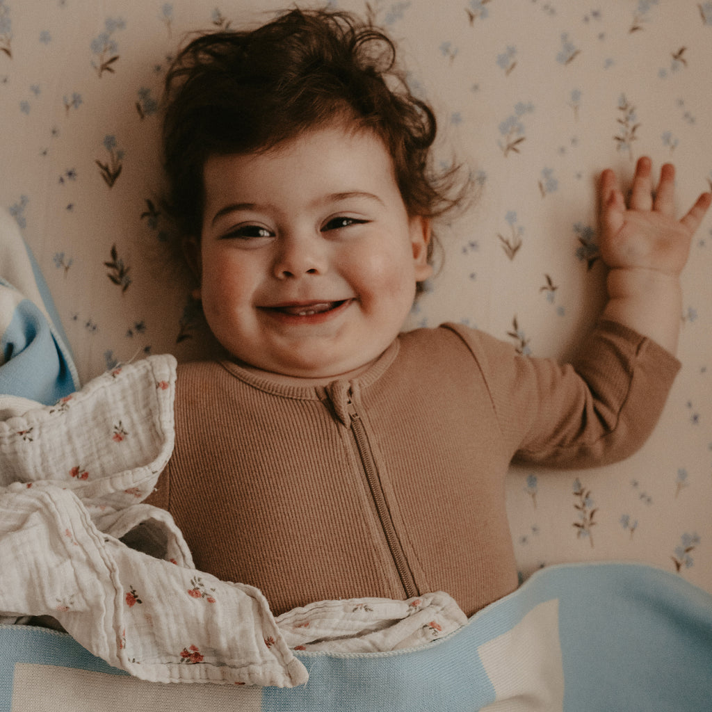 Forget-Me-Not Organic Fitted Bassinet Sheet/Change Pad Cover