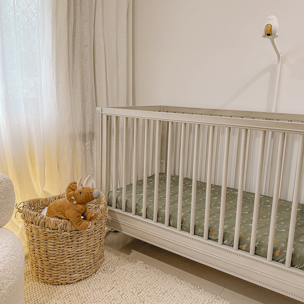 Dinos Organic Fitted Cot Sheet - SECONDS