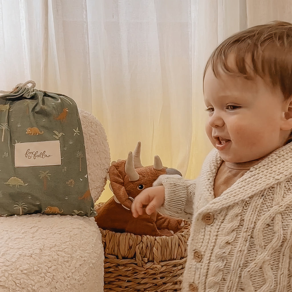 Dinos Organic Fitted Cot Sheet - SECONDS