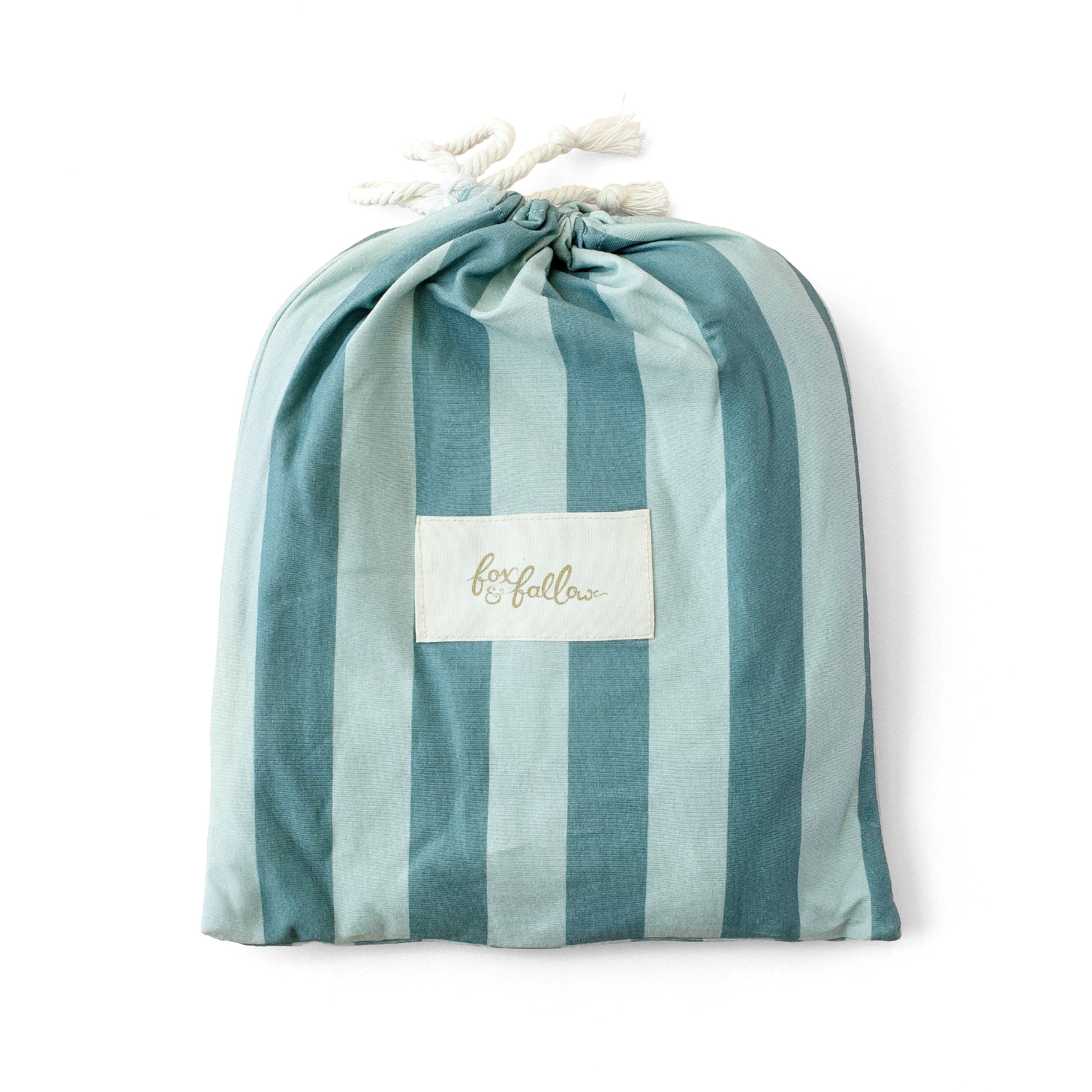 Sage Stripe Organic Fitted Cot Sheet