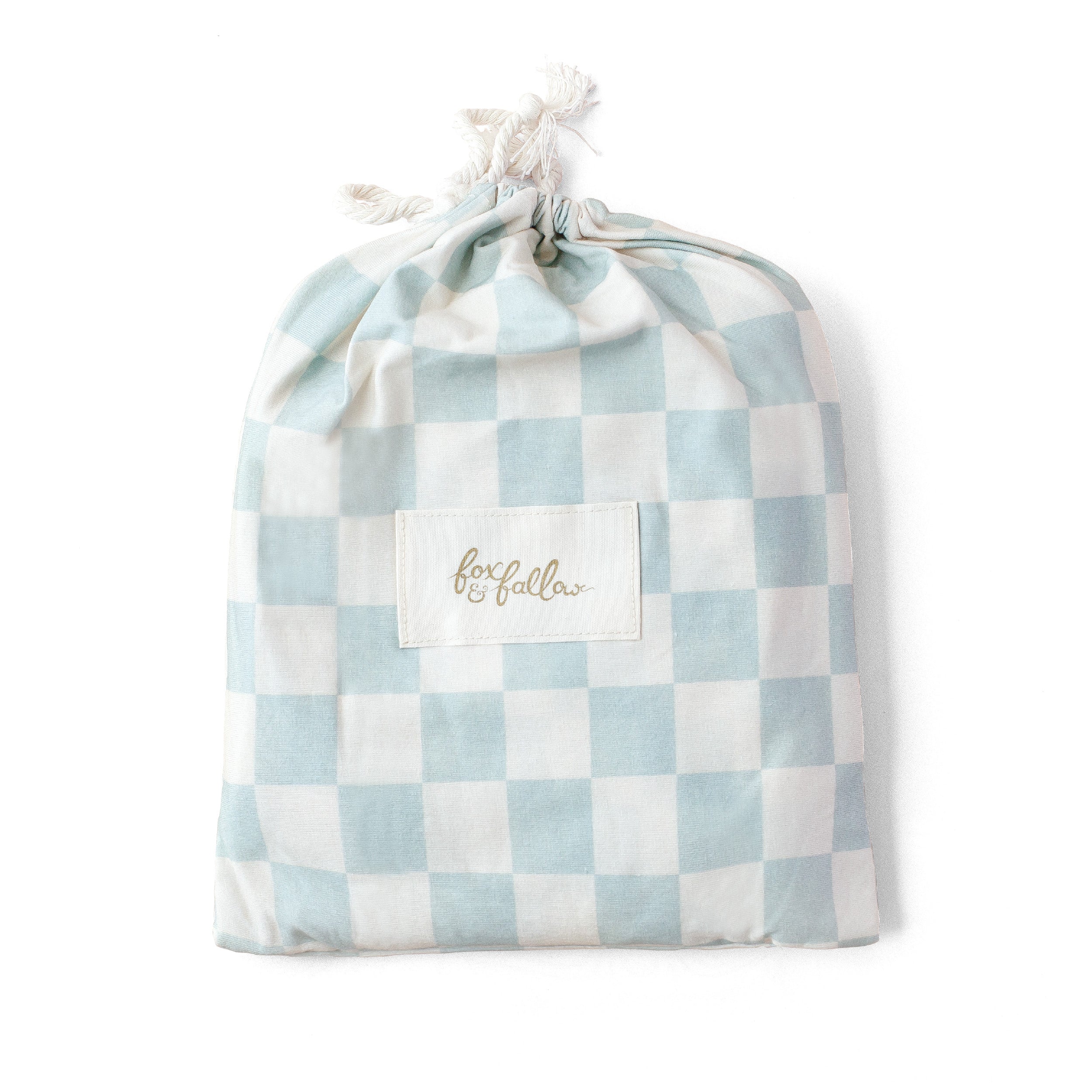 Sage Check Organic Fitted Cot Sheet