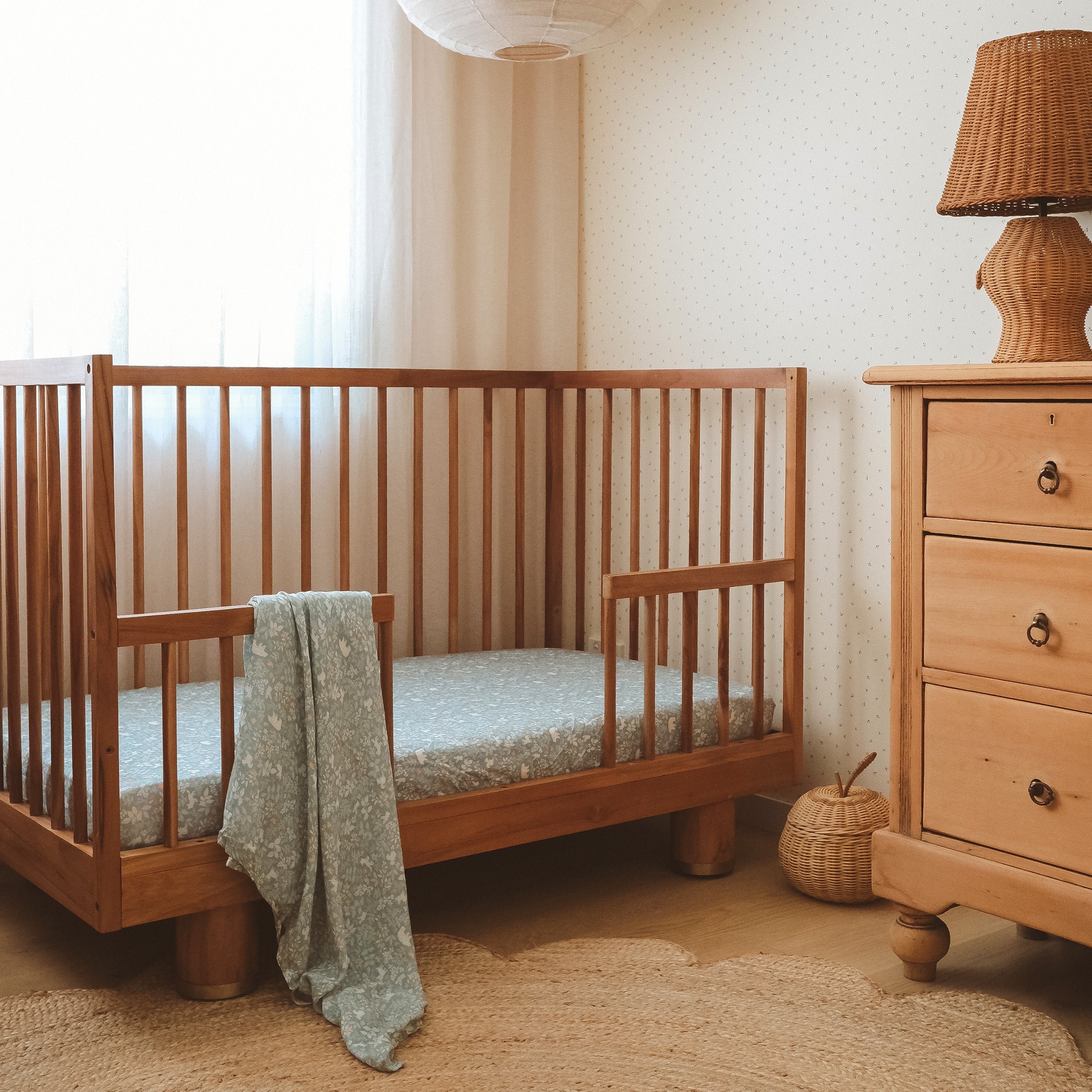 Forest Friends Sage Organic Fitted Cot Sheet