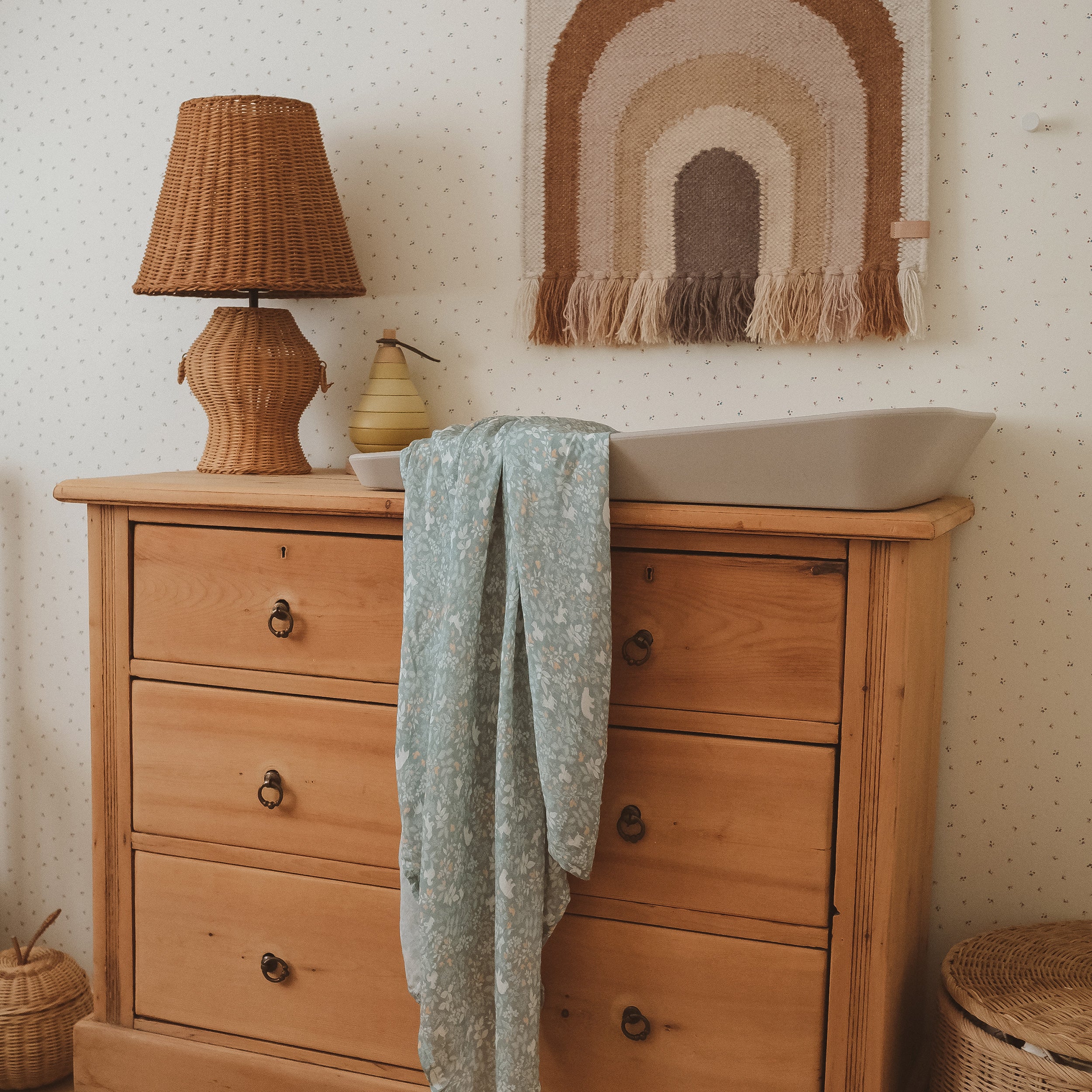 Forest Friends Sage Organic Fitted Cot Sheet