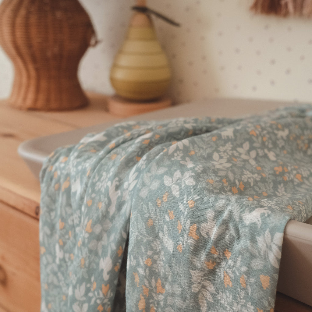 Forest Friends Sage Organic Fitted Cot Sheet