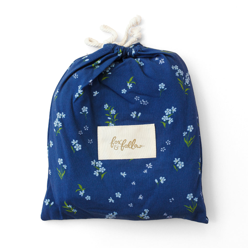 Forget-Me-Not Navy Organic Fitted Cot Sheet