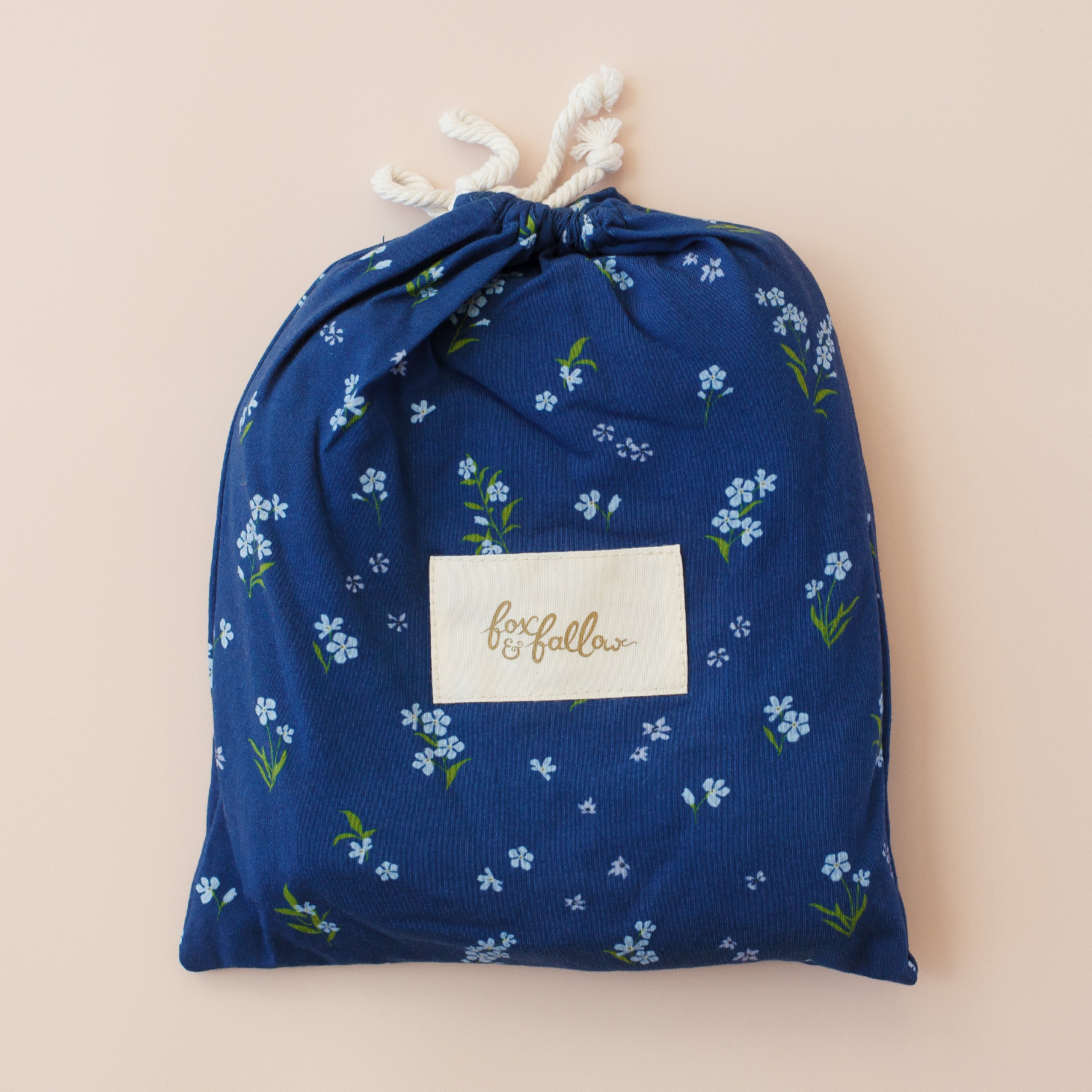 Forget-Me-Not Navy Organic Fitted Cot Sheet