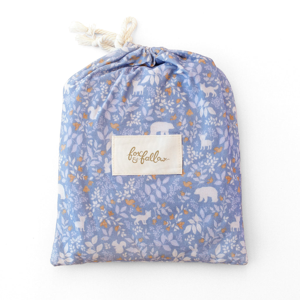 Forest Friends Cornflower Organic Fitted Cot Sheet