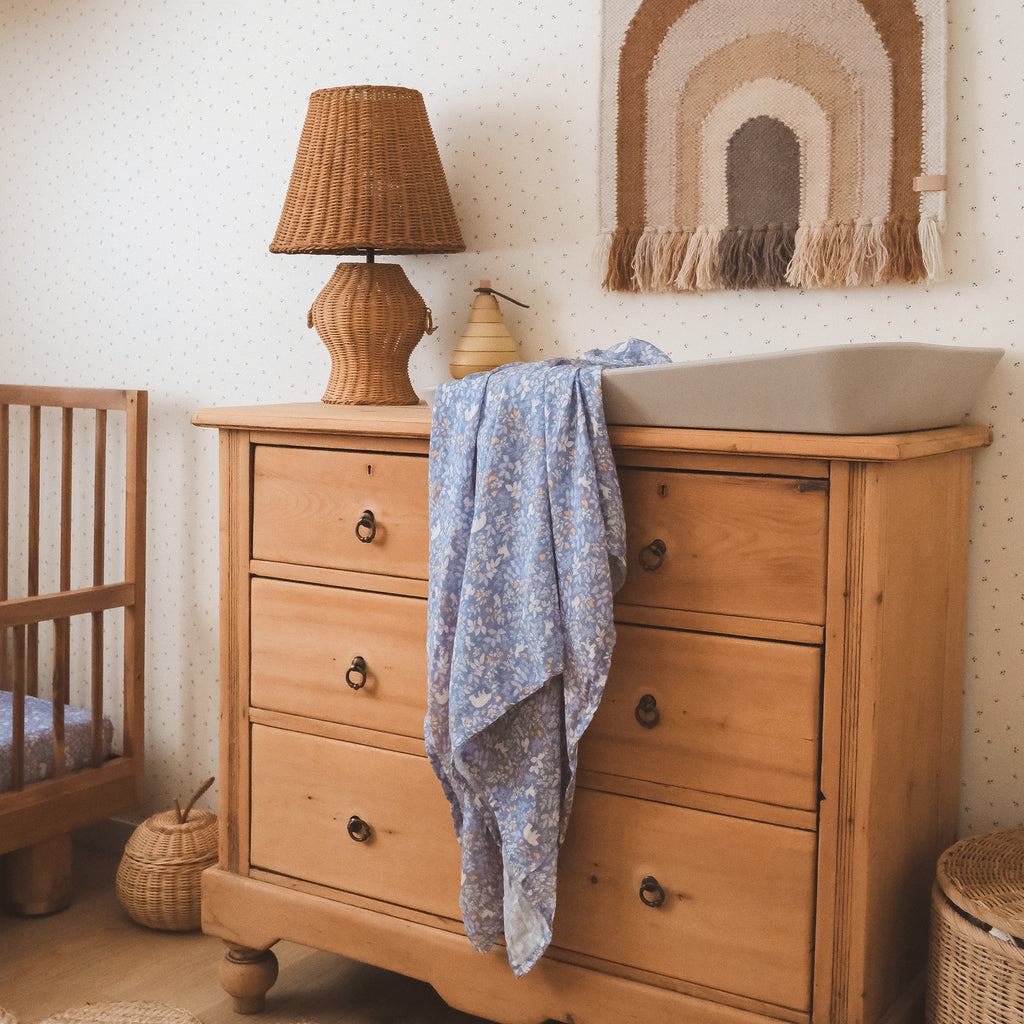 Forest Friends Cornflower Organic Muslin Wrap Swaddle - PRE-ORDER (ARRIVING APRIL)