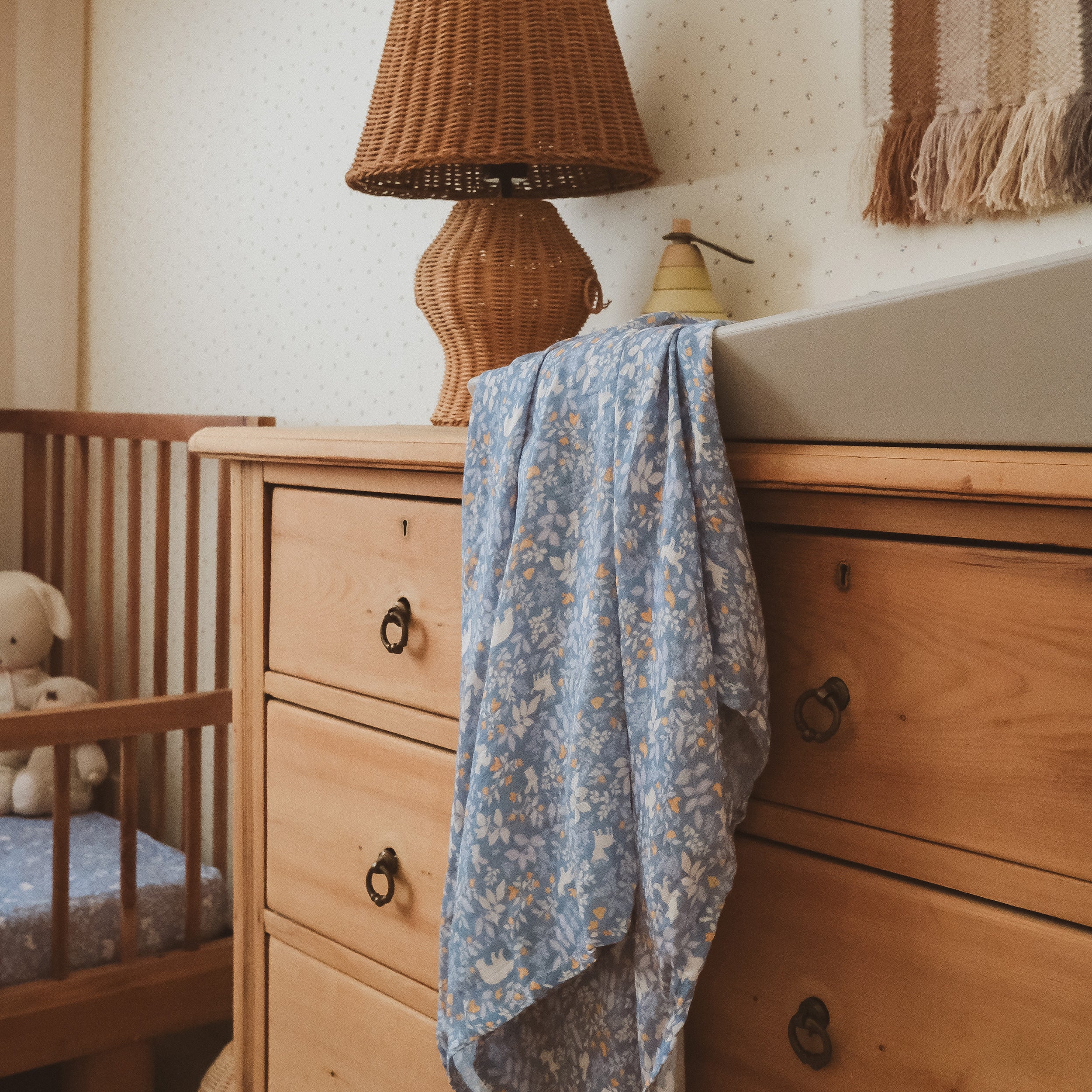 Forest Friends Cornflower Organic Muslin Wrap Swaddle - PRE-ORDER (ARRIVING APRIL)