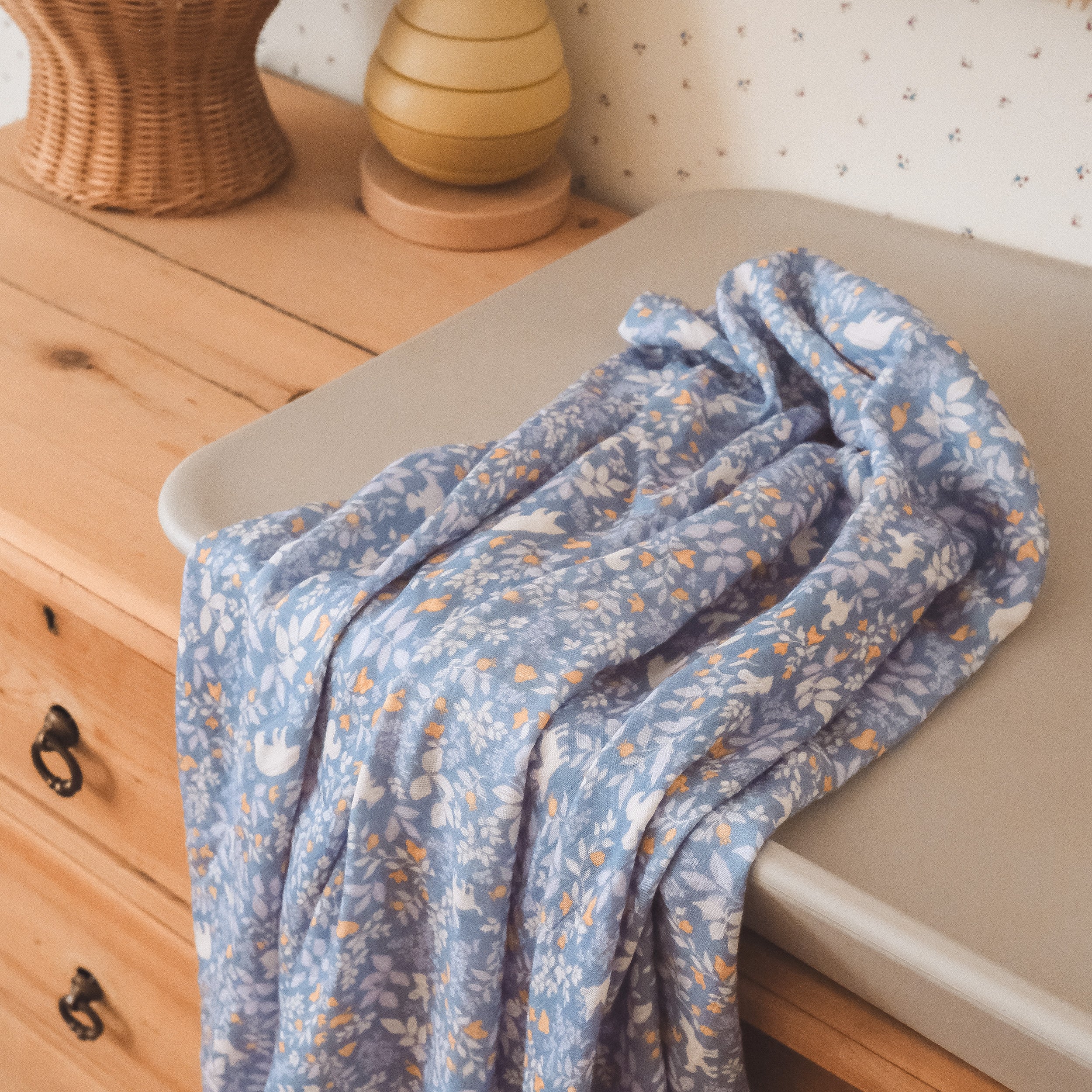 Forest Friends Cornflower Organic Fitted Cot Sheet