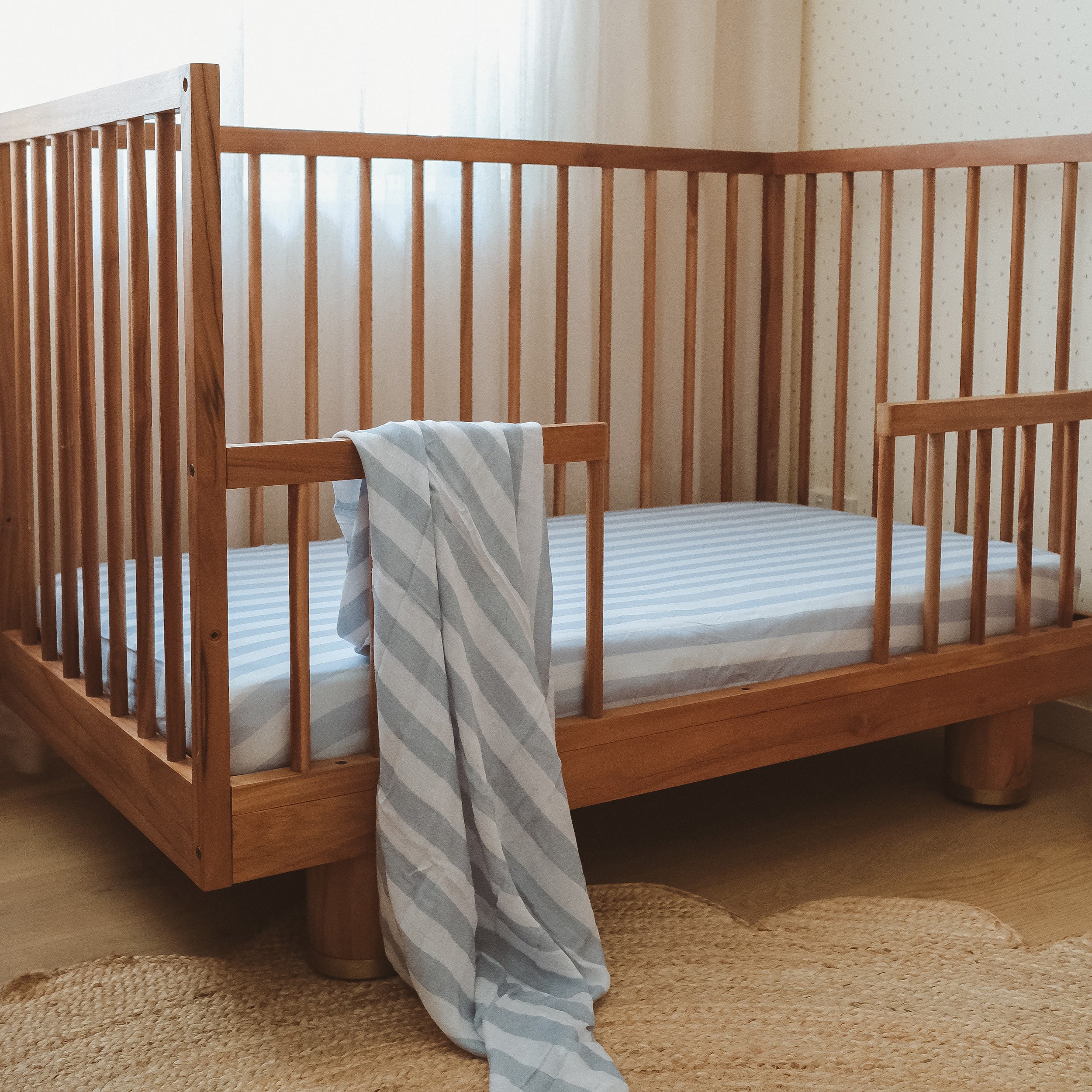 Cloud Stripe Organic Fitted Cot Sheet