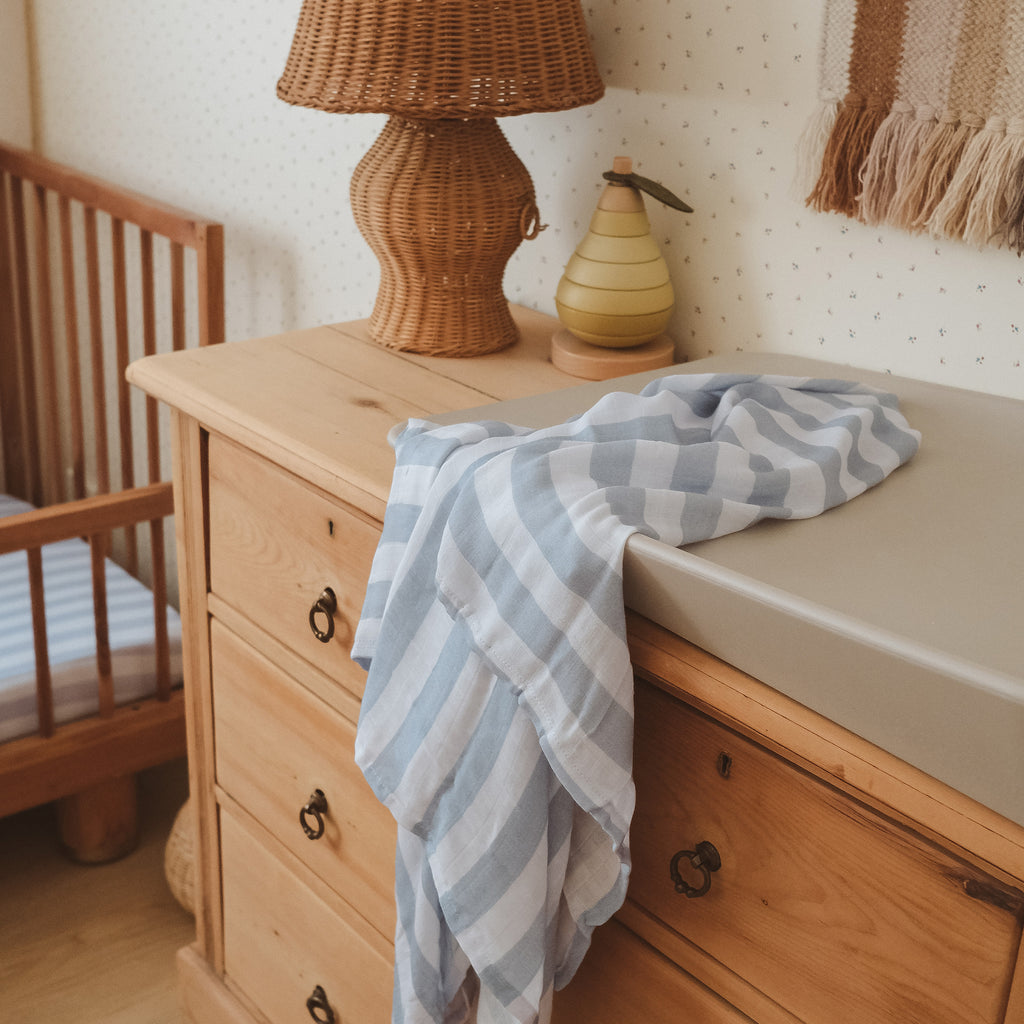 Cloud Stripe Organic Fitted Cot Sheet