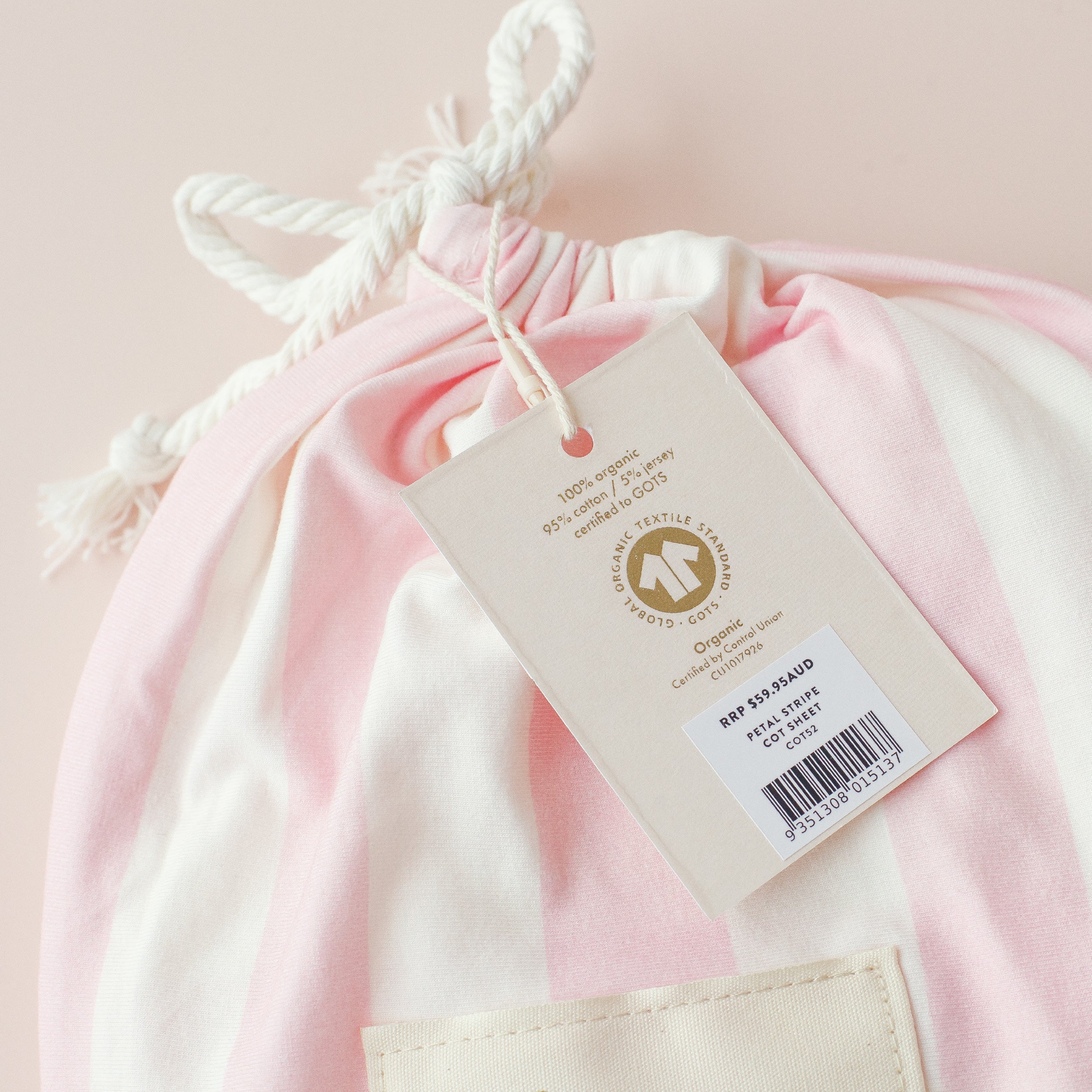 Petal Stripe Organic Fitted Cot Sheet