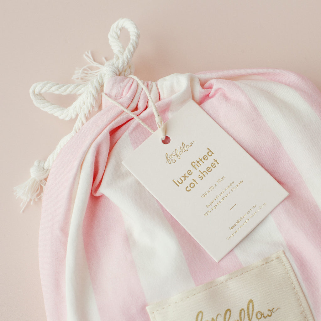 Petal Stripe Organic Fitted Cot Sheet