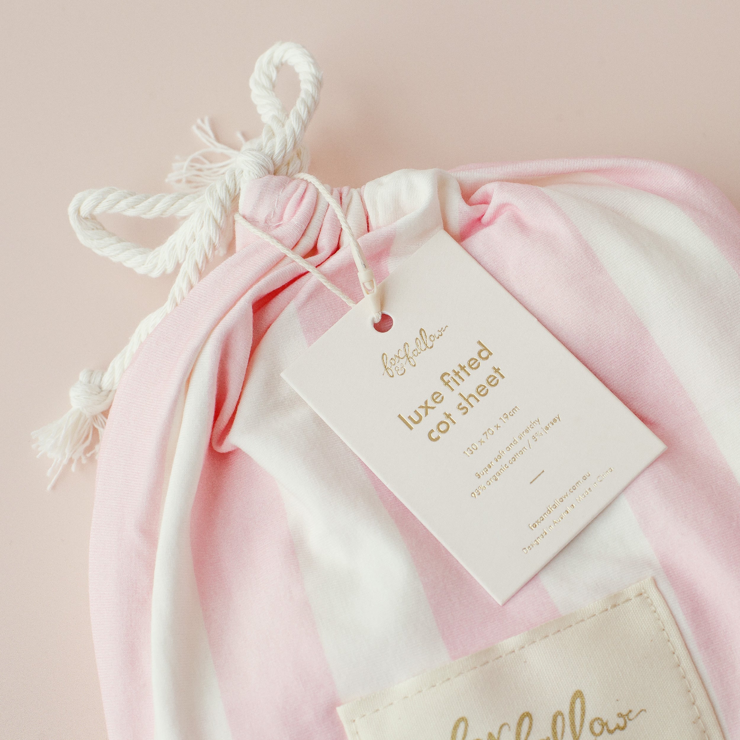 Petal Stripe Organic Fitted Cot Sheet