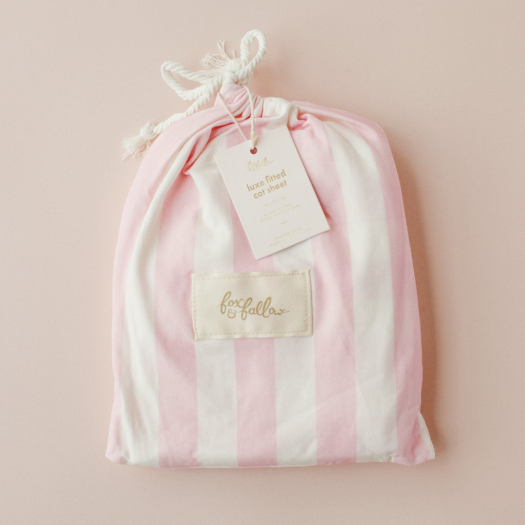 Petal Stripe Organic Fitted Cot Sheet