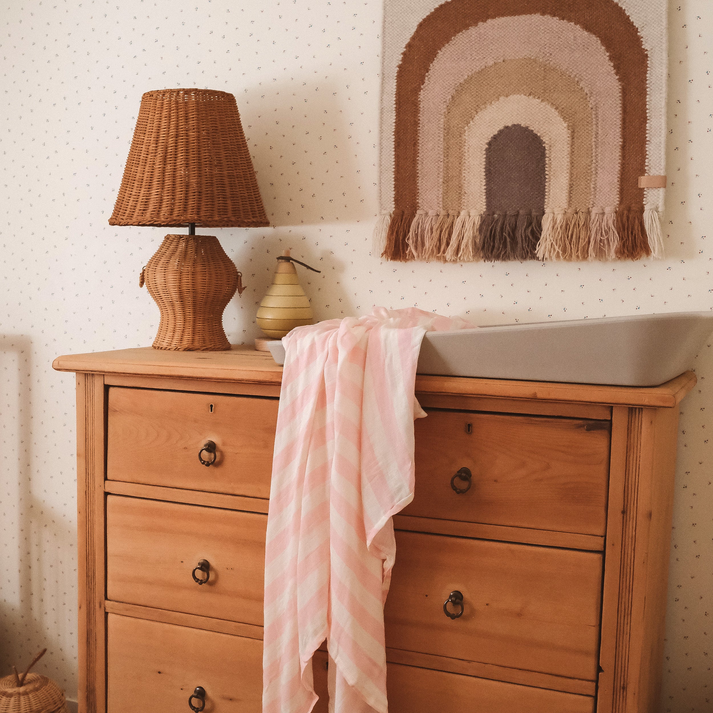 Petal Stripe Organic Muslin Wrap Swaddle