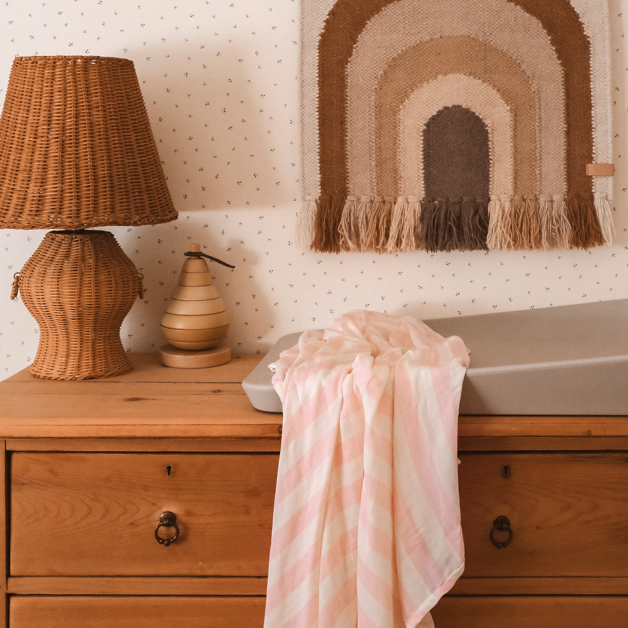 Petal Stripe Organic Muslin Wrap Swaddle