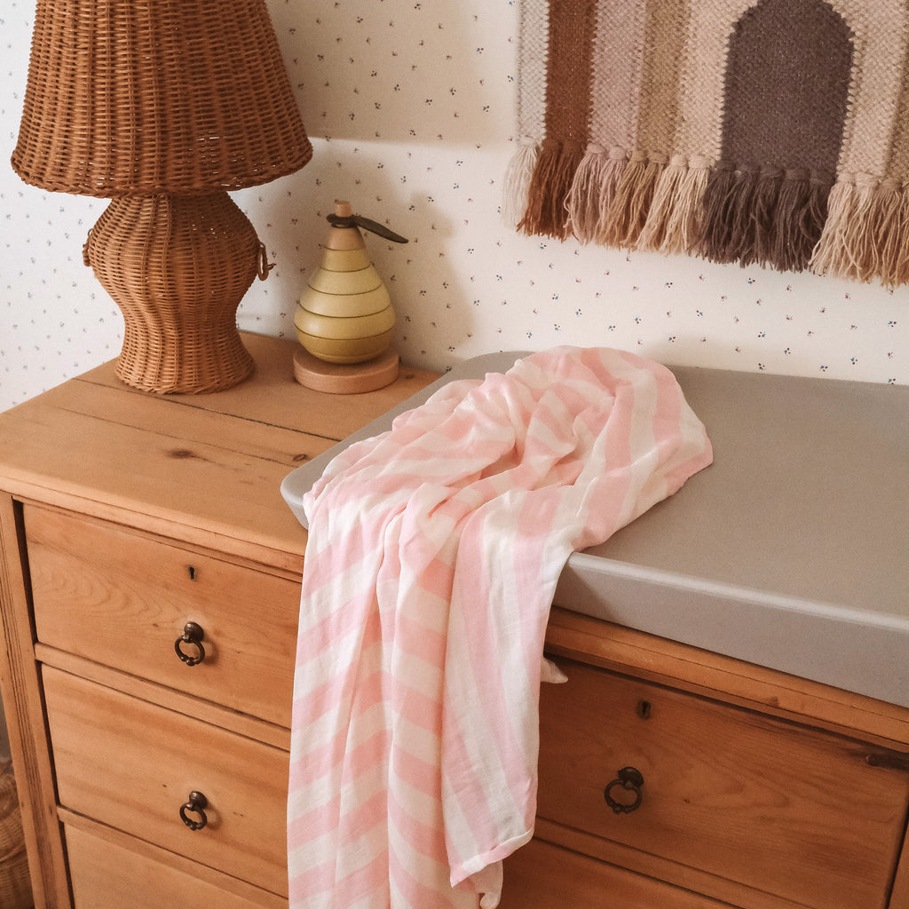Petal Stripe Organic Muslin Wrap Swaddle