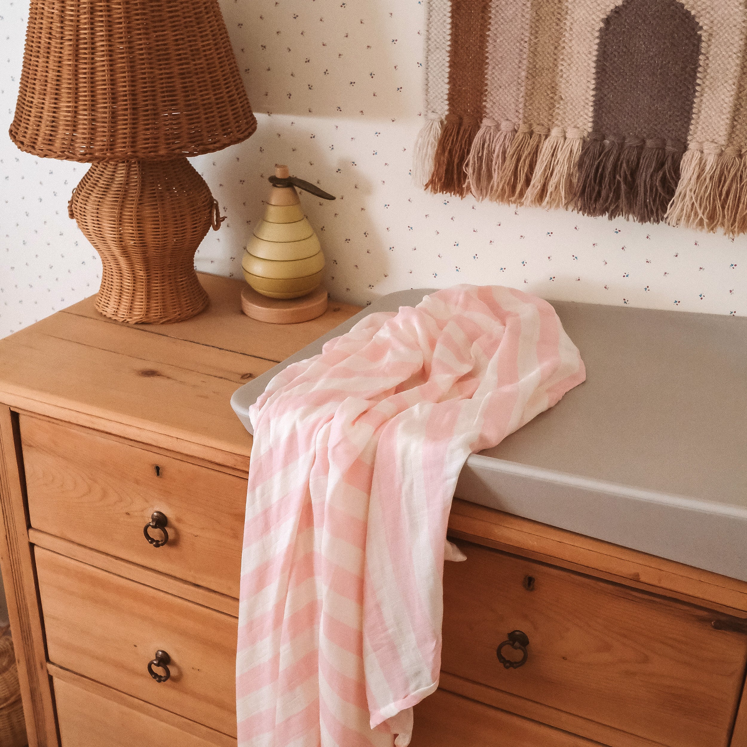 Petal Stripe Organic Muslin Wrap Swaddle