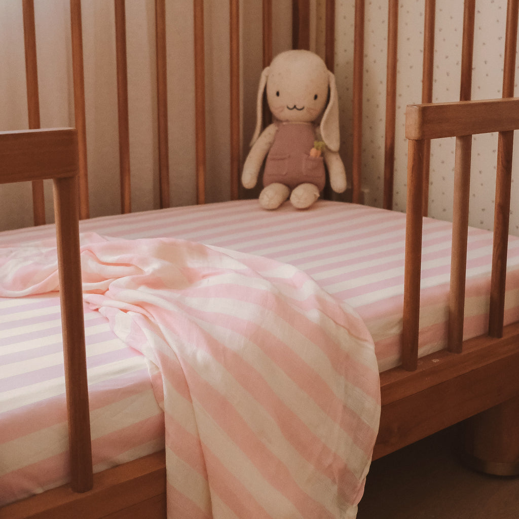 Petal Stripe Organic Muslin Wrap Swaddle