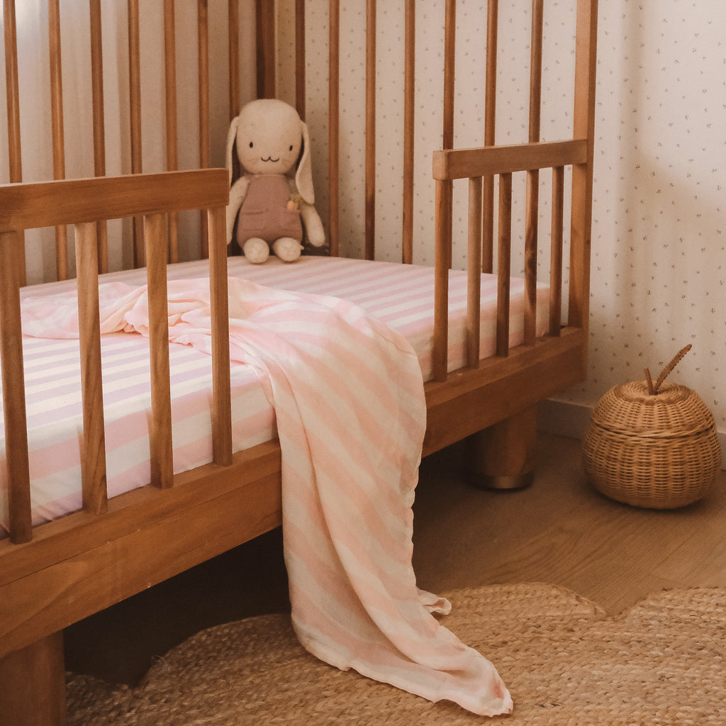 Petal Stripe Organic Muslin Wrap Swaddle