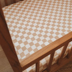 Caramel Check Organic Fitted Cot Sheet