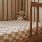 Caramel Check Organic Fitted Cot Sheet