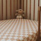 Caramel Check Organic Fitted Cot Sheet