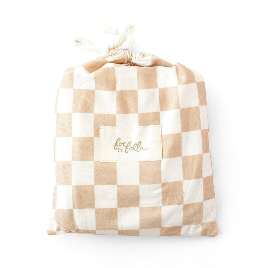 Caramel Check Organic Fitted Cot Sheet