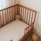 Caramel Check Organic Fitted Cot Sheet