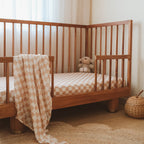 Caramel Check Organic Fitted Cot Sheet
